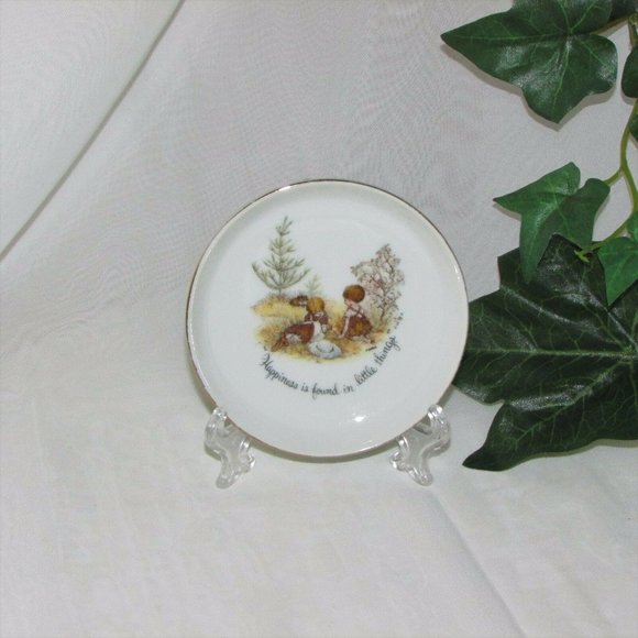 Holly Hobbie Vintage Porcelain Trinket Dish Coaster 1973 Happiness - Picture 1 of 4